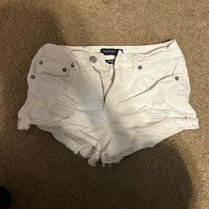 White jean shorts